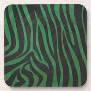 Zebra Black and Green Print Coaster