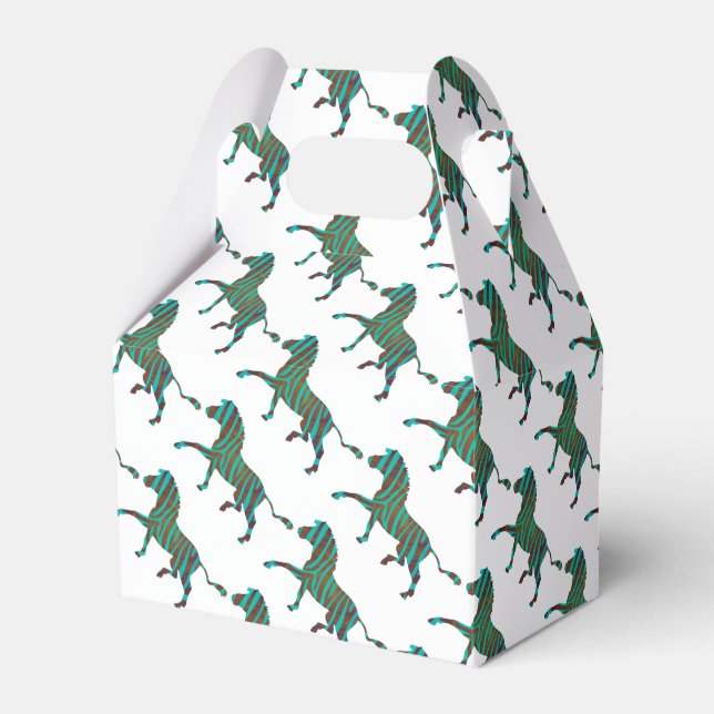 Zebra Black and Green Print Favour Box (Front Side)