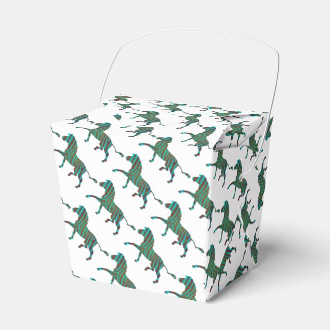 Zebra Black and Green Print Favour Box (Front Side)