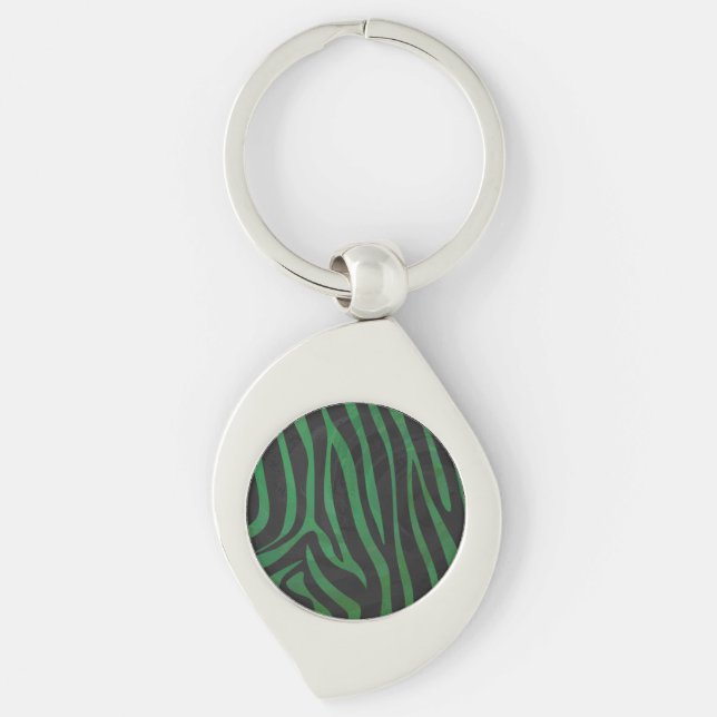Zebra Black and Green Print Key Ring (Front)
