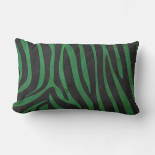 Zebra Black and Green Print Lumbar Cushion