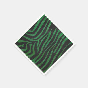 Zebra Black and Green Print Napkin