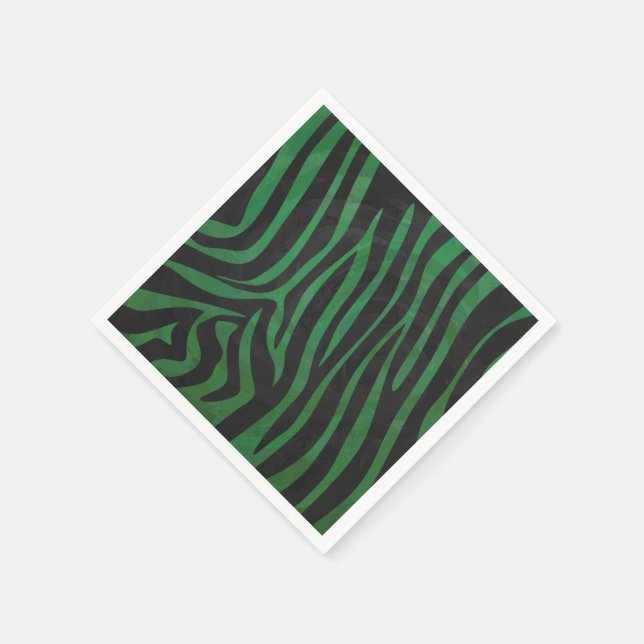 Zebra Black and Green Print Napkin (Corner)