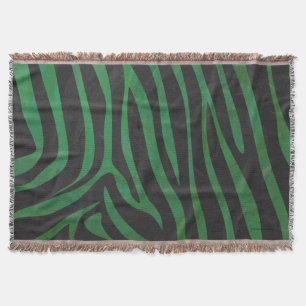 Zebra Black and Green Print Throw Blanket