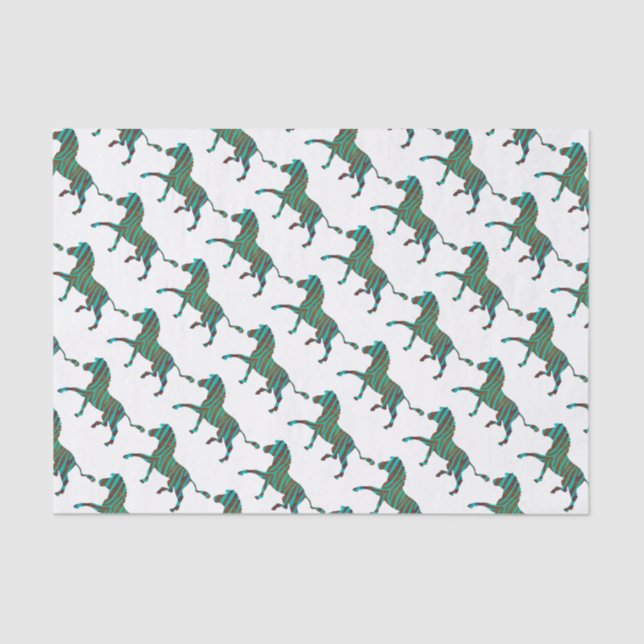 Zebra Black and Green Print Tissue Paper (Front)