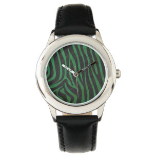 Zebra Black and Green Print Watch