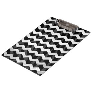 Zebra Black and Grey Chevron Clipboard