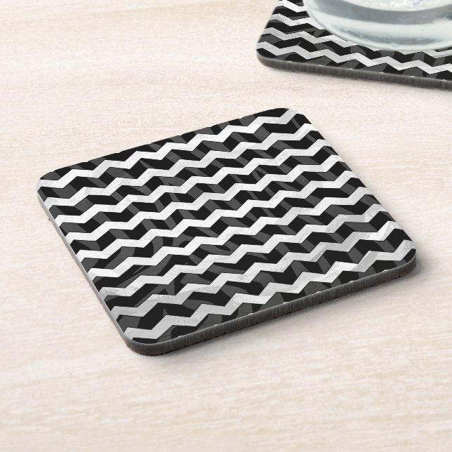 Zebra Black and Grey Chevron Coaster (Left Side)