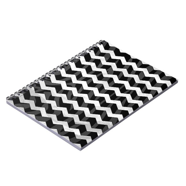 Zebra Black and Grey Chevron Spiral Notebook (Left Side)