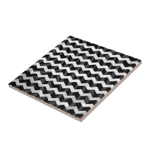 Zebra Black and Grey Chevron Tile