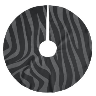 Zebra Black and Grey Print Brushed Polyester Tree Skirt