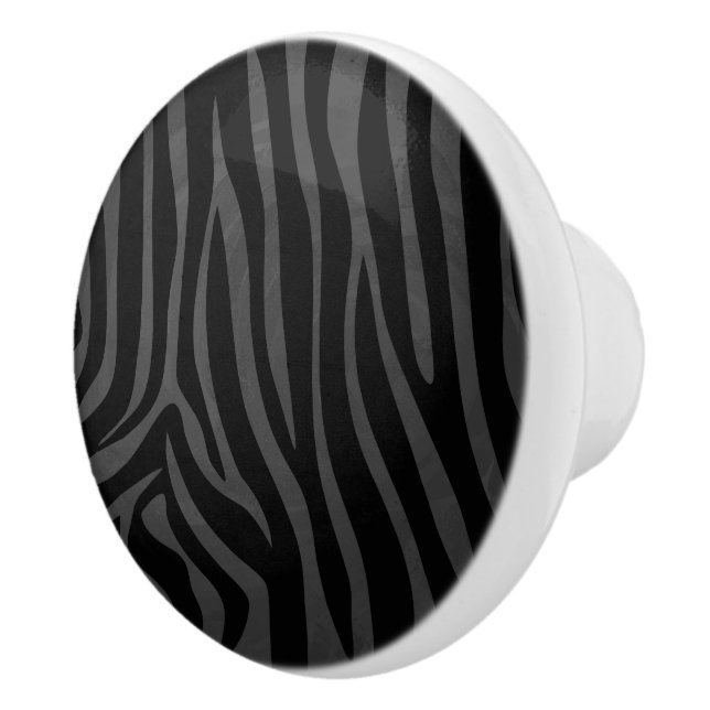 Zebra Black and Grey Print Ceramic Knob (Right)