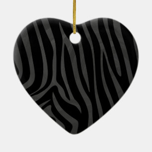 Zebra Black and Grey Print Ceramic Tree Decoration