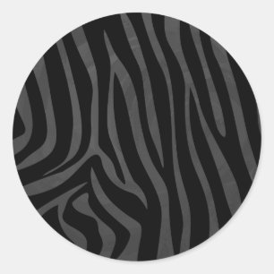 Zebra Black and Grey Print Classic Round Sticker