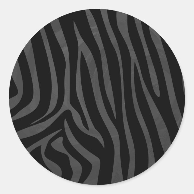 Zebra Black and Grey Print Classic Round Sticker (Front)