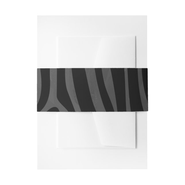 Zebra Black and Grey Print Invitation Belly Band (Front Example)