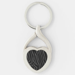 Zebra Black and Grey Print Key Ring