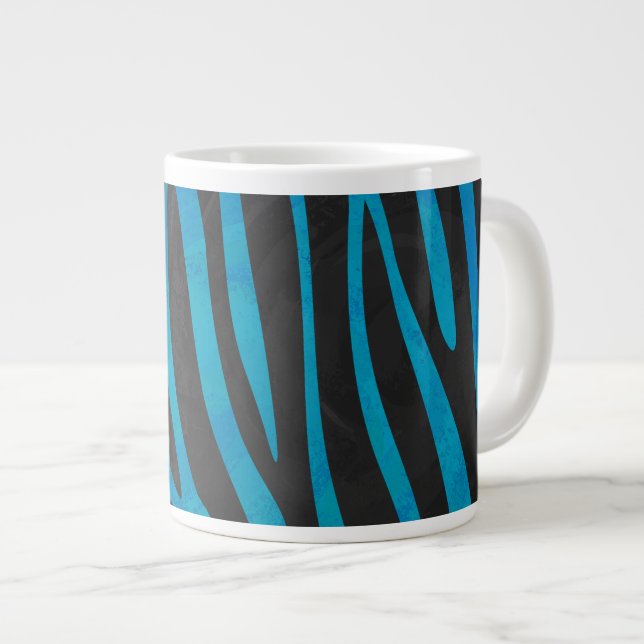 Zebra Black and Grey Print Large Coffee Mug (Front Right)