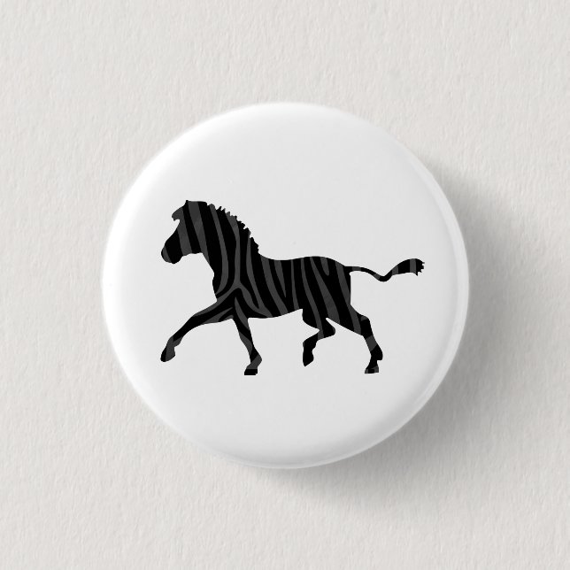 Zebra Black and Grey Print Silhouette 3 Cm Round Badge (Front)
