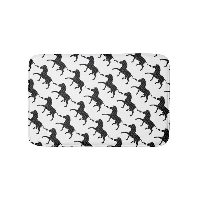 Zebra Black and Grey Print Silhouette Bath Mat (Front)