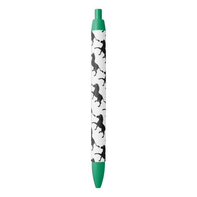 Zebra Black and Grey Print Silhouette Black Ink Pen (Front Vertical)