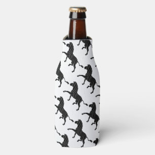 Zebra Black and Grey Print Silhouette Bottle Cooler
