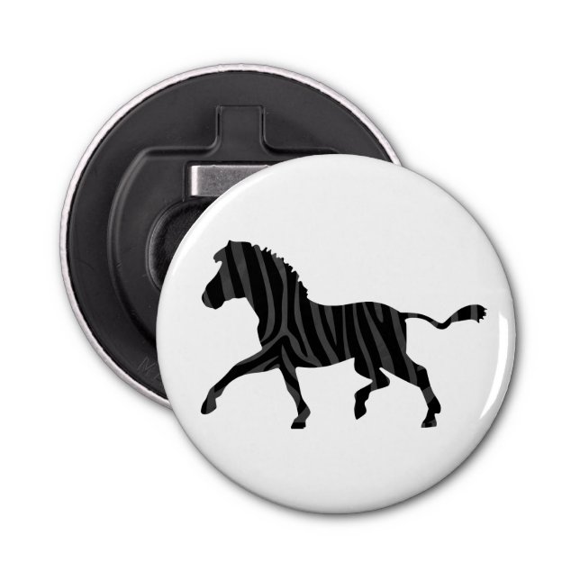 Zebra Black and Grey Print Silhouette Bottle Opener (Front)