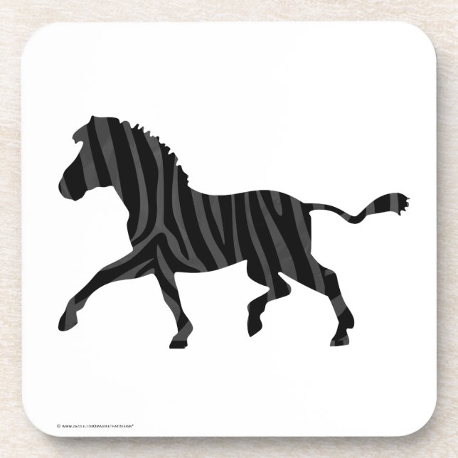 Zebra Black and Grey Print Silhouette Coaster (Front)