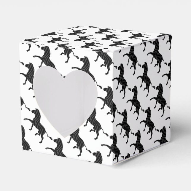Zebra Black and Grey Print Silhouette Favour Box (Front Side)
