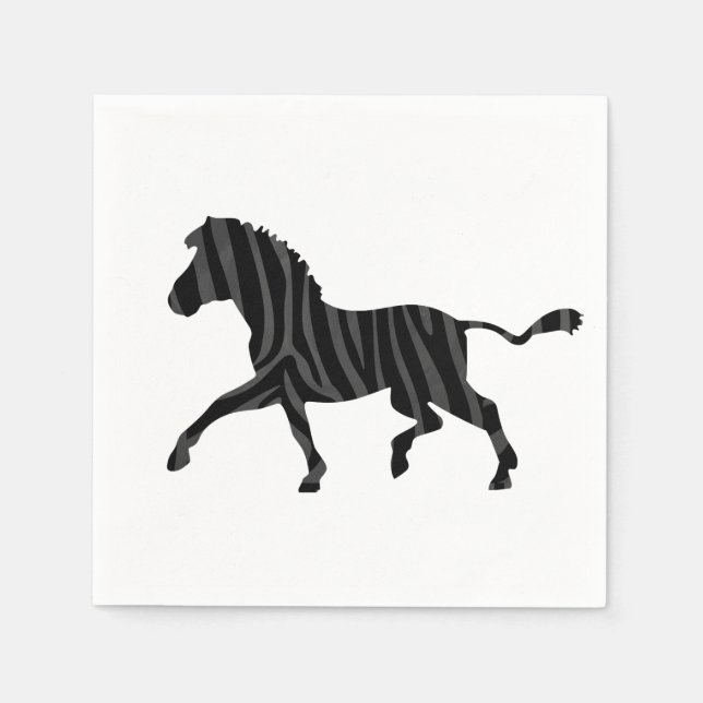 Zebra Black and Grey Print Silhouette Napkin (Front)
