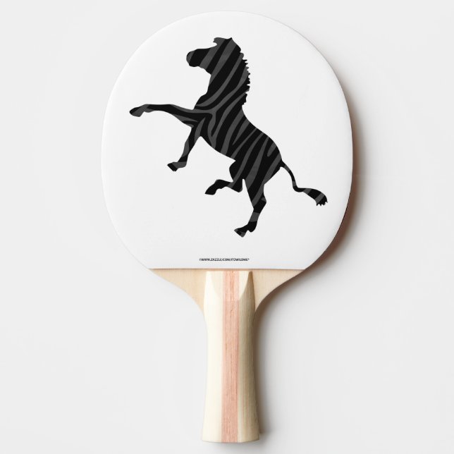 Zebra Black and Grey Print Silhouette Ping Pong Paddle (Front)