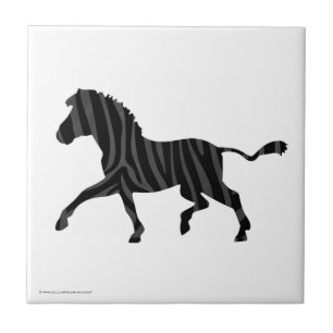 Zebra Black and Grey Print Silhouette Tile