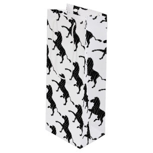 Zebra Black and Grey Print Silhouette Wine Gift Bag