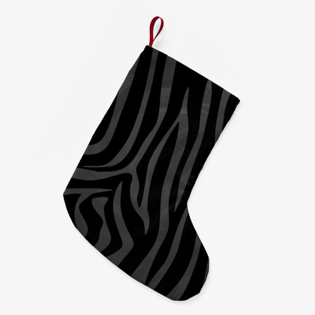 Zebra Black and Grey Print Small Christmas Stocking (Front (Hanging))