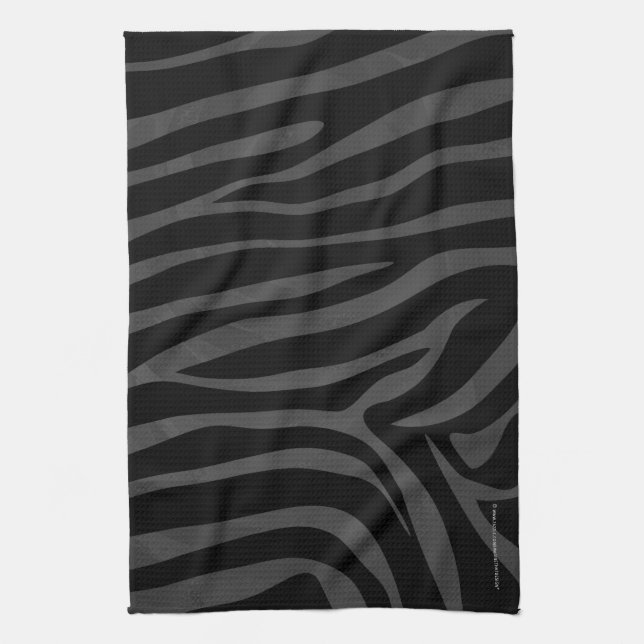 Zebra Black and Grey Print Tea Towel (Vertical)