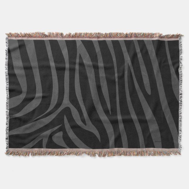 Zebra Black and Grey Print Throw Blanket (Front)