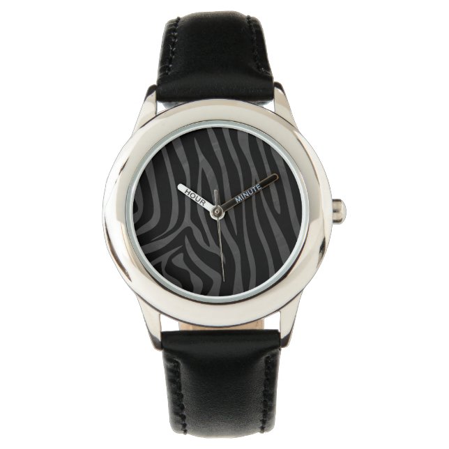 Zebra Black and Grey Print Watch (Front)