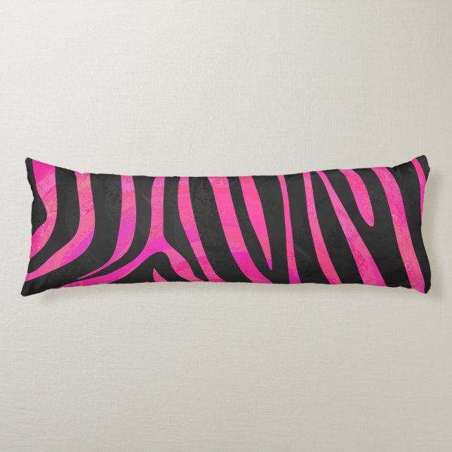 Zebra Black and Hot Pink Print Body Cushion (Front)