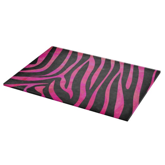 Zebra Black and Hot Pink Print Cutting Board (Corner)