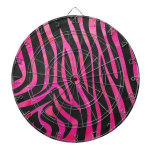 Zebra Black and Hot Pink Print Dartboard