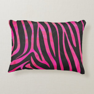 Zebra Black and Hot Pink Print Decorative Cushion