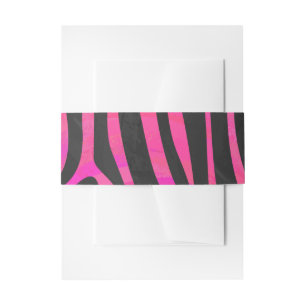 Zebra Black and Hot Pink Print Invitation Belly Band