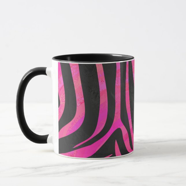 Zebra Black and Hot Pink Print Mug (Left)