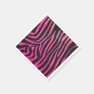 Zebra Black and Hot Pink Print Napkin