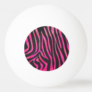 Zebra Black and Hot Pink Print Ping Pong Ball