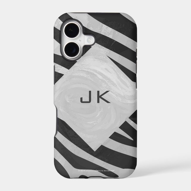 Zebra Black and Light Grey Monogram (Back)