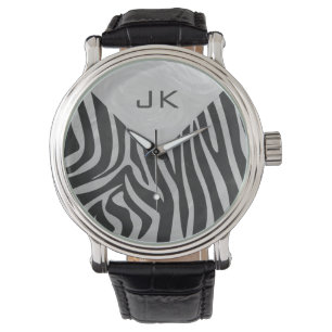 Zebra Black and Light Grey Monogram Watch