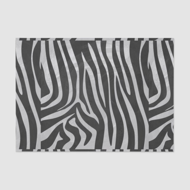 Zebra Black and Light Grey Print Tissue Paper (Front)
