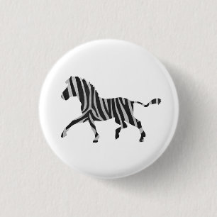 Zebra Black and Light Grey Silhouette 3 Cm Round Badge
