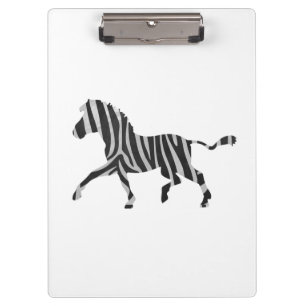 Zebra Black and Light Grey Silhouette Clipboard